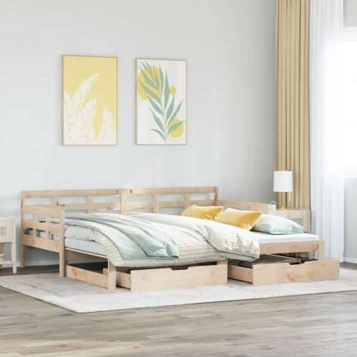 Dnevni krevet na razvlačenje s ladicama bez madraca 90 x 190 cm - Prirodna 90 x 190 cm Cijena