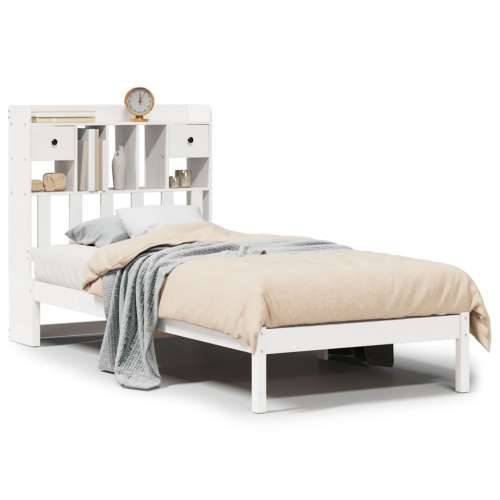 Krevet s regalom za knjige bez madraca bijeli 75x190cm borovina - Bijela 75 x 190 cm Cijena