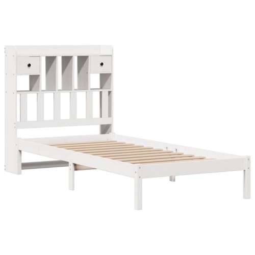 Krevet s regalom za knjige bez madraca bijeli 75x190cm borovina - Bijela 75 x 190 cm Cijena