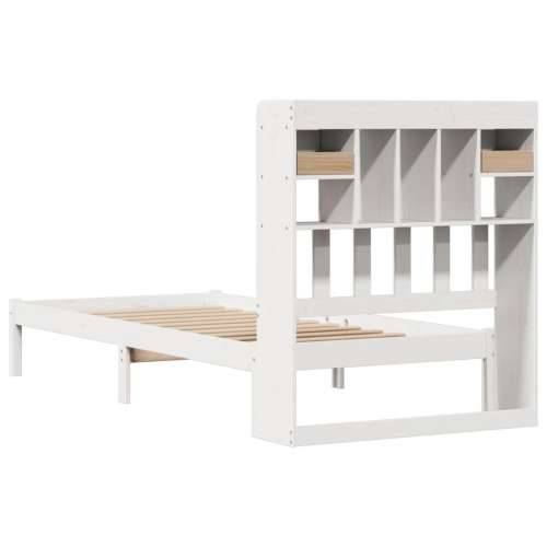 Krevet s regalom za knjige bez madraca bijeli 75x190cm borovina - Bijela 75 x 190 cm Cijena