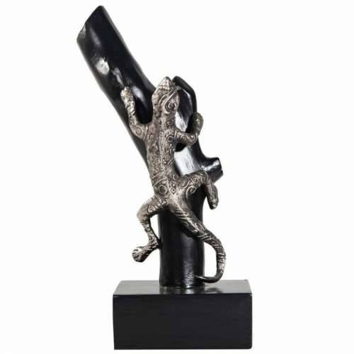 Ukrasna figura Alexandra House Living Crna Srebrna Metal Drvo Manga gušter 17 x 32 x 13 cm Cijena