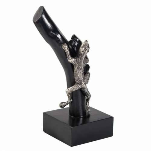 Ukrasna figura Alexandra House Living Crna Srebrna Metal Drvo Manga gušter 17 x 32 x 13 cm Cijena