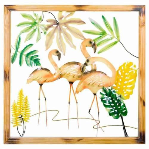 Zidni Ukras Alexandra House Living Pisana Metal Ružičasti plamenac 4 x 87 x 87 cm Cijena