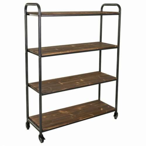 Polica Alexandra House Living Smeđa Siva Drvo Metal 34 x 129 x 98 cm S kotačima Cijena