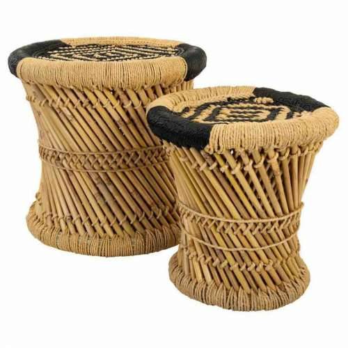 Set taburea Alexandra House Living Crna Prirodno Bambus Uže 38 x 38 x 38 cm 2 Dijelovi Cijena