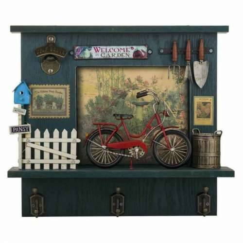 Zidna vješalica Alexandra House Living Metal Drvo MDF Bicikl 11 x 37 x 42 cm Trgovina Cijena