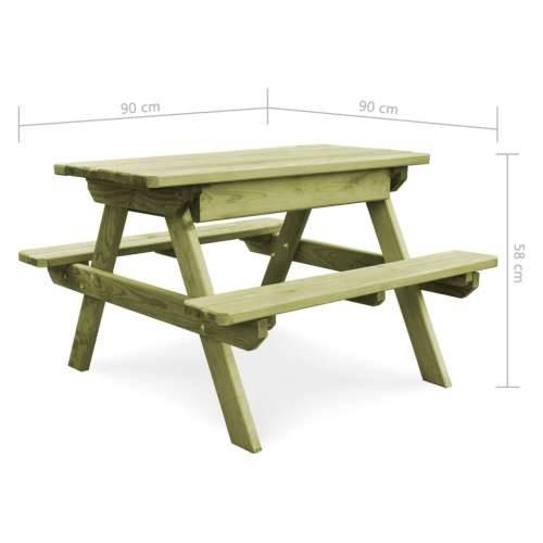 Dječji stol za piknik s klupama 90 x 90 x 58 cm od borovine Cijena