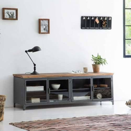 Višenamjenska komoda Alexandra House Living Smeđa Siva Drvo Metal Staklo 41 x 50 x 161 cm Cijena