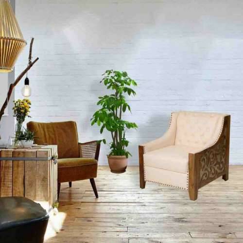 Fotelja Alexandra House Living Bež 80 x 80 x 72 cm tapecirani Cijena