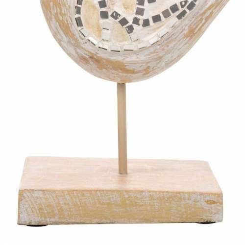 Ukrasna figura Alexandra House Living Bijela Prirodno Drvo Staklo Ptica 26 x 12 x 30 cm Cijena
