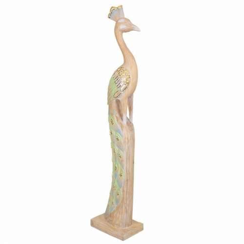 Ukrasna figura Alexandra House Living Juta Drvo Staklo paun 106 x 15 x 22 cm Cijena