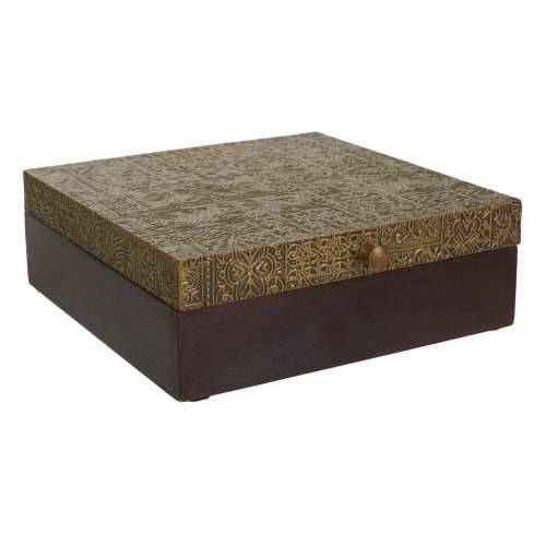 Kutija za nakit Alexandra House Living Tamno smeđi Mesing Drvo Manga Drvo MDF 20 x 7 x 20 cm Cijena