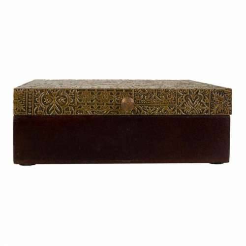 Kutija za nakit Alexandra House Living Tamno smeđi Mesing Drvo Manga Drvo MDF 20 x 7 x 20 cm Cijena