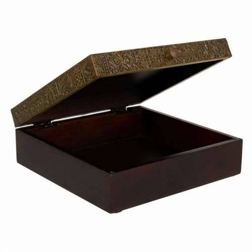 Kutija za nakit Alexandra House Living Tamno smeđi Mesing Drvo Manga Drvo MDF 20 x 7 x 20 cm Cijena