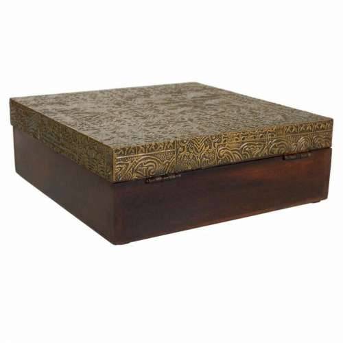 Kutija za nakit Alexandra House Living Tamno smeđi Mesing Drvo Manga Drvo MDF 20 x 7 x 20 cm Cijena