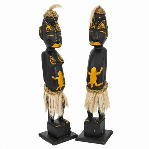 Set figura Alexandra House Living Crna Drvo Etnički 12 x 50 x 12 cm 2 Dijelovi Cijena