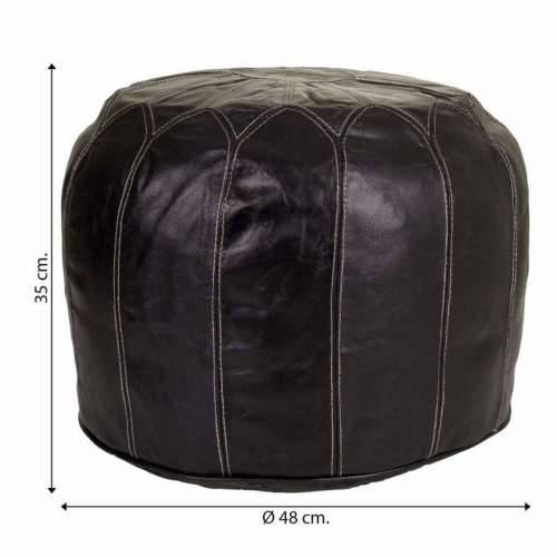 Puff Alexandra House Living Crna Koža 48 x 35 x 48 cm Cijena