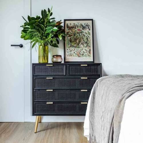 Komoda Alexandra House Living Crna zlatan Drvo MDF Cijena