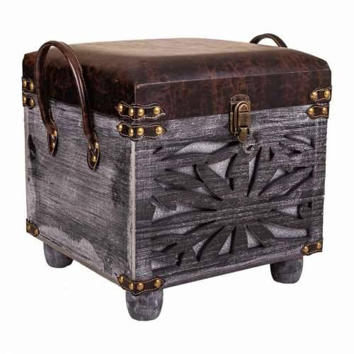 Tabure Alexandra House Living Smeđa Poliuretan Drvo MDF 35 x 40 x 35 cm Cijena