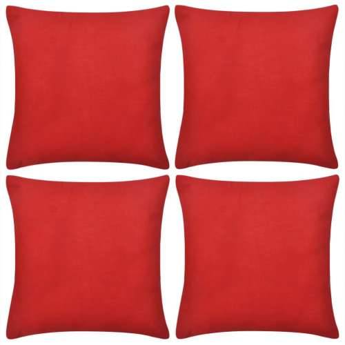 130917 4 Red Cushion Covers Cotton 50 x 50 cm Cijena