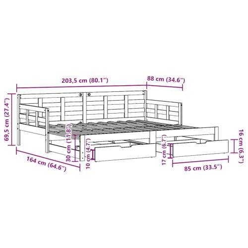 Dnevni krevet na razvlačenje s ladicama bez madraca 80x200 cm - Bijela 80 x 200 cm Cijena