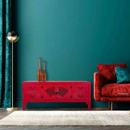 Višenamjenska komoda Alexandra House Living Crvena Jelovina Drvo MDF 40 x 50 x 120 cm Cijena