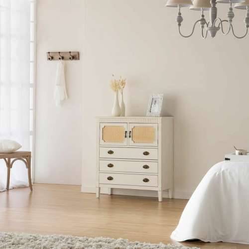 Komoda Alexandra House Living Bijela Ratan Jelovina Drvo MDF 36 x 90 x 82 cm Cijena