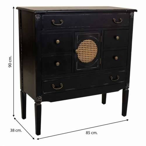 Komoda Alexandra House Living Crna Ratan Jelovina Drvo MDF 38 x 90 x 85 cm Cijena