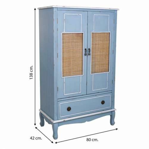 Ormarić Alexandra House Living Plava Ratan Jelovina Drvo MDF 42 x 138 x 80 cm Cijena