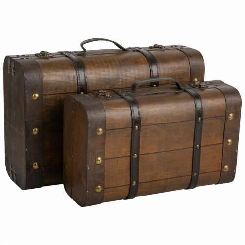 Dekorativni kofer Alexandra House Living Smeđa PVC Drvo Metal Vintage 30 x 16 x 45 cm 38 x 24 x 13,5 cm Ukrasni 2 Dijelovi Cijena