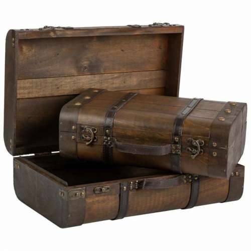 Dekorativni kofer Alexandra House Living Smeđa PVC Drvo Metal Vintage 30 x 16 x 45 cm 38 x 24 x 13,5 cm Ukrasni 2 Dijelovi Cijena