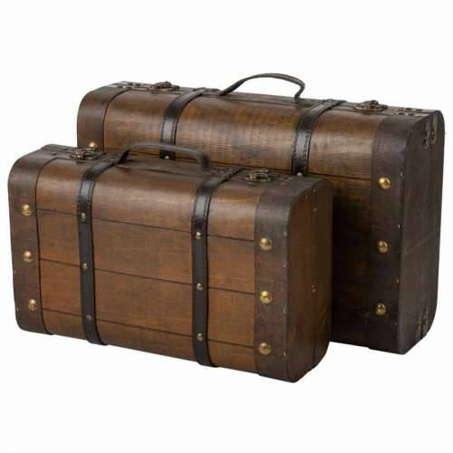 Dekorativni kofer Alexandra House Living Smeđa PVC Drvo Metal Vintage 30 x 16 x 45 cm 38 x 24 x 13,5 cm Ukrasni 2 Dijelovi Cijena
