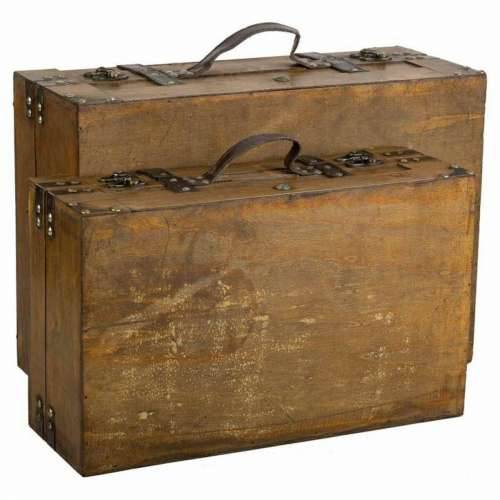 Dekorativni kofer Alexandra House Living Smeđa PVC Drvo Metal Vintage 31 x 17 x 45 cm 40 x 24 x 13,5 cm Ukrasni 2 Dijelovi Cijena