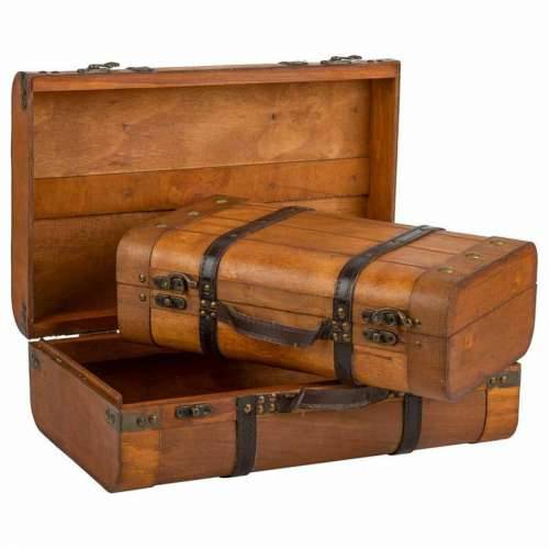 Dekorativni kofer Alexandra House Living Smeđa PVC Drvo Metal Vintage 30 x 16 x 45 cm 38 x 24 x 13,5 cm Ukrasni 2 Dijelovi Cijena