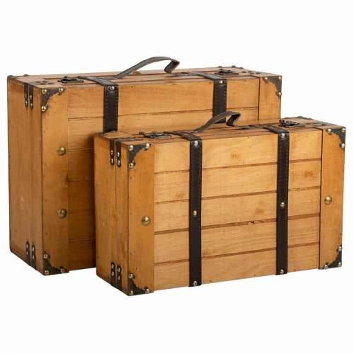 Dekorativni kofer Alexandra House Living Smeđa PVC Drvo Metal Vintage 31 x 17 x 45 cm 40 x 24 x 13,5 cm Ukrasni 2 Dijelovi Cijena