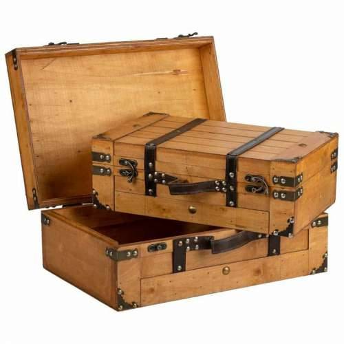 Dekorativni kofer Alexandra House Living Smeđa PVC Drvo Metal Vintage 31 x 17 x 45 cm 40 x 24 x 13,5 cm Ukrasni 2 Dijelovi Cijena