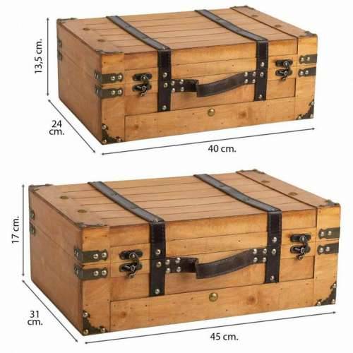 Dekorativni kofer Alexandra House Living Smeđa PVC Drvo Metal Vintage 31 x 17 x 45 cm 40 x 24 x 13,5 cm Ukrasni 2 Dijelovi Cijena