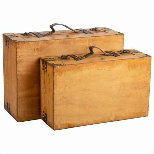 Dekorativni kofer Alexandra House Living Smeđa PVC Drvo Metal Vintage 31 x 17 x 45 cm 40 x 24 x 13,5 cm Ukrasni 2 Dijelovi Cijena