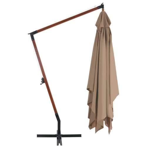 Konzolni vrtni suncobran s drvenim stupom 400x300 cm smeđesivi - Sivo-smeđa 1 Cijena