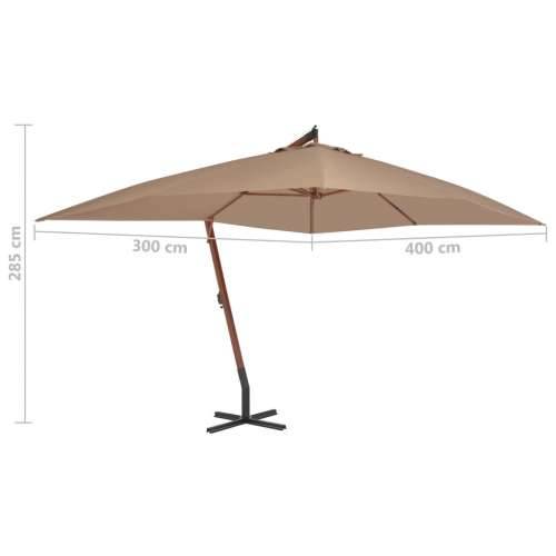 Konzolni vrtni suncobran s drvenim stupom 400x300 cm smeđesivi - Sivo-smeđa 1 Cijena