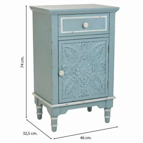 Noćni ormarić Alexandra House Living Plava Bijela 32 x 74 x 46 cm Cijena