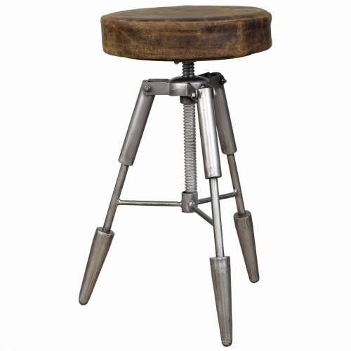 Tabure Alexandra House Living Smeđa Koža Metal Željezo 39 x 55 x 39 cm Cijena