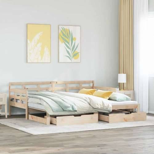 Dnevni krevet na razvlačenje s ladicama bez madraca 90x200 cm - Prirodna 90 x 200 cm Cijena