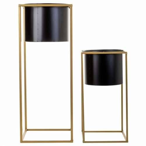 Set žardinjera Alexandra House Living Crna Metal Željezo 26 x 178 x 26 cm 2 Dijelovi Cijena