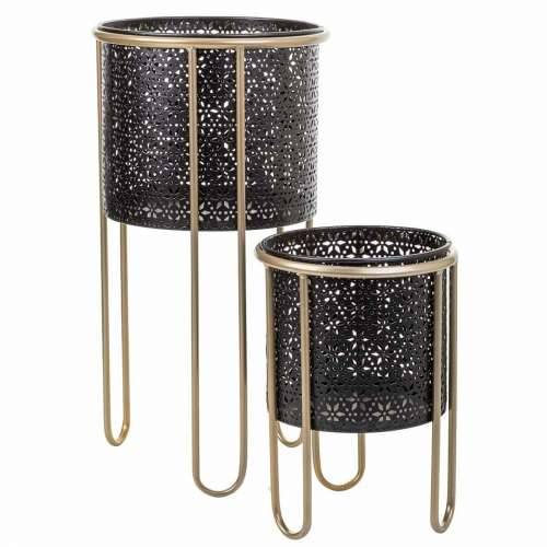 Set žardinjera Alexandra House Living Crna Metal Željezo 26 x 150 x 26 cm 2 Dijelovi Cijena
