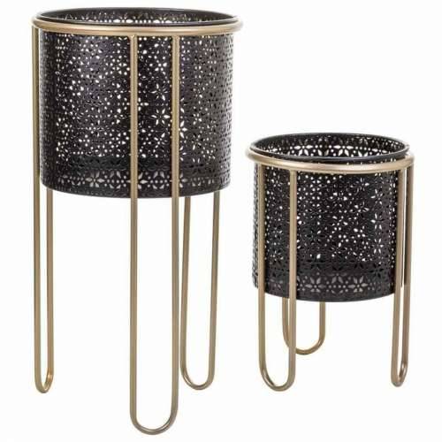 Set žardinjera Alexandra House Living Crna Metal Željezo 26 x 150 x 26 cm 2 Dijelovi Cijena
