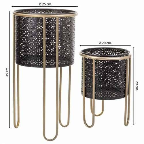 Set žardinjera Alexandra House Living Crna Metal Željezo 26 x 150 x 26 cm 2 Dijelovi Cijena