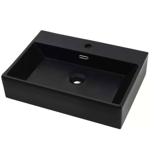Umivaonik s otvorom za slavinu keramički crni 76 x 42,5 x 14,5  cm Cijena