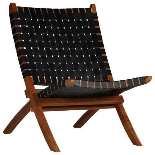 Sklopiva stolica od prave kože crna