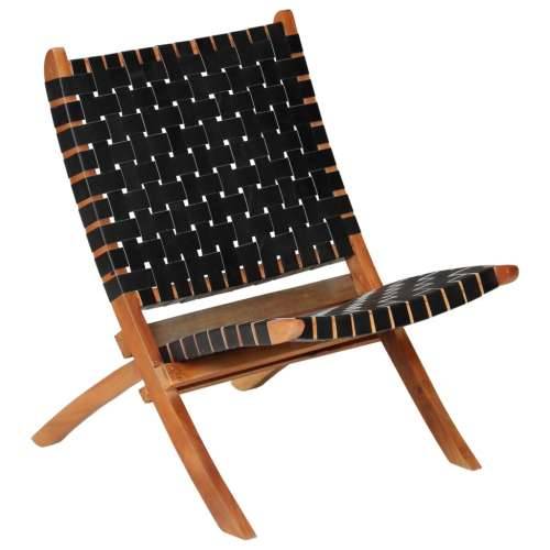 Sklopiva stolica od prave kože crna Cijena